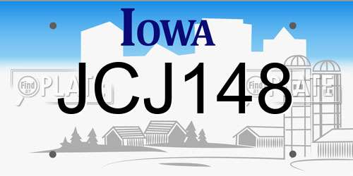 JCJ148 Iowa License Plate
