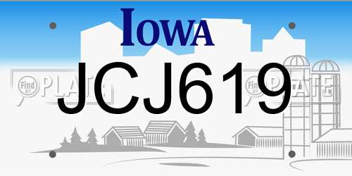 JCJ619 Iowa License Plate