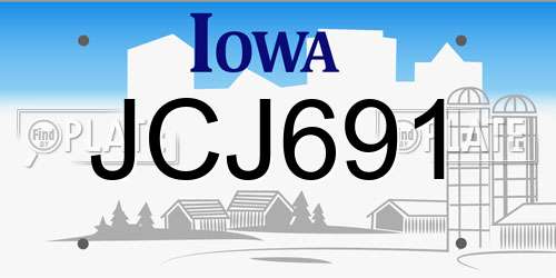 JCJ691 Iowa License Plate