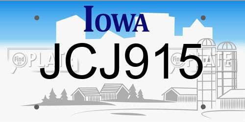 JCJ915 Iowa License Plate