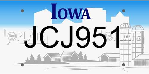 JCJ951 Iowa License Plate