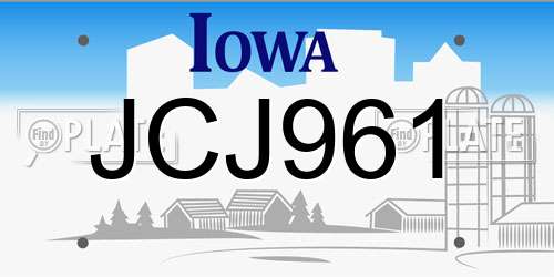 JCJ961 Iowa License Plate