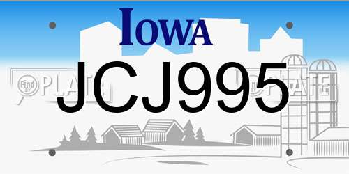 JCJ995 Iowa License Plate