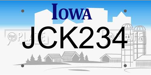 JCK234 Iowa License Plate