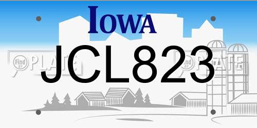 JCL823 Iowa License Plate