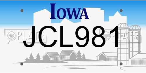 JCL981 Iowa License Plate