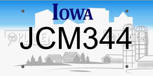 JCM344 Iowa License Plate