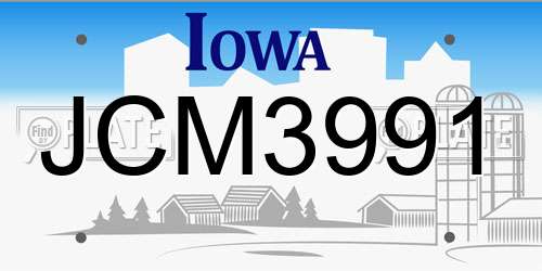 JCM3991 Iowa License Plate