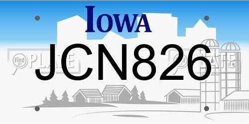 JCN826 Iowa License Plate