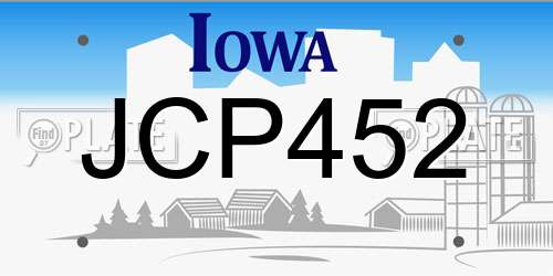 JCP452 Iowa License Plate