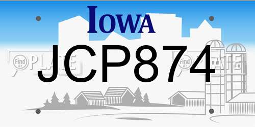 JCP874 Iowa License Plate