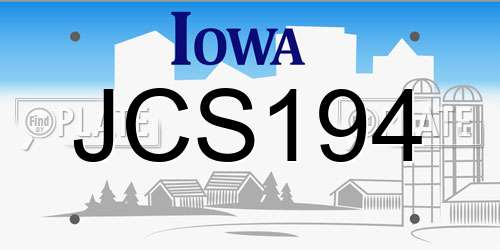 JCS194 Iowa License Plate