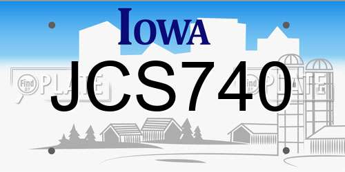 JCS740 Iowa License Plate
