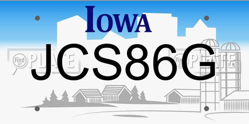 JCS86G Iowa License Plate