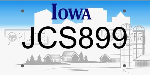 JCS899 Iowa License Plate