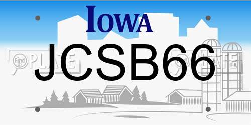 JCSB66 Iowa License Plate