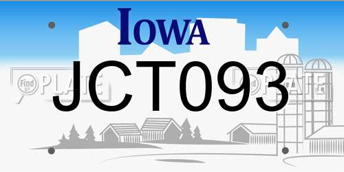 JCT093 Iowa License Plate