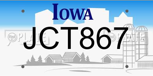 JCT867 Iowa License Plate