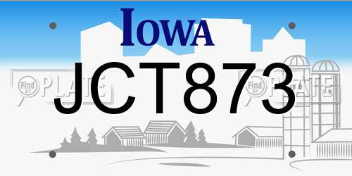 JCT873 Iowa License Plate