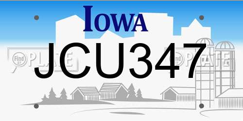 JCU347 Iowa License Plate