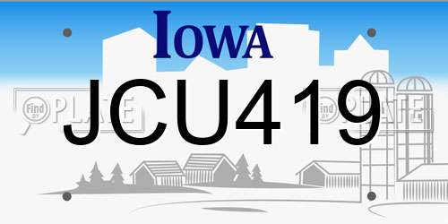 JCU419 Iowa License Plate