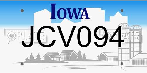 JCV094 Iowa License Plate