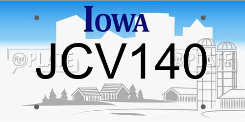 JCV140 Iowa License Plate