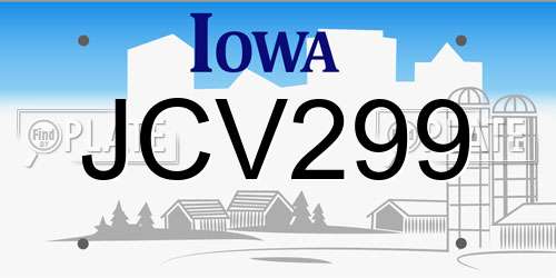 JCV299 Iowa License Plate
