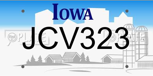 JCV323 Iowa License Plate