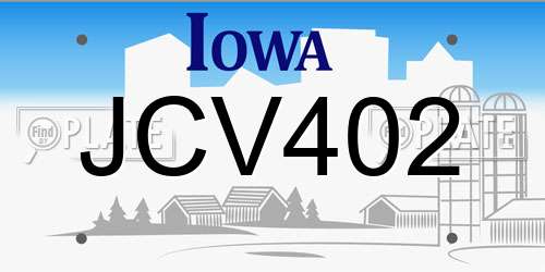 JCV402 Iowa License Plate