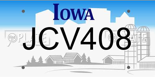 JCV408 Iowa License Plate