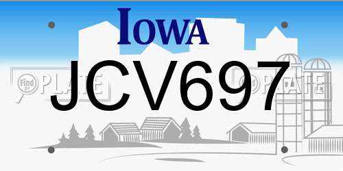JCV697 Iowa License Plate