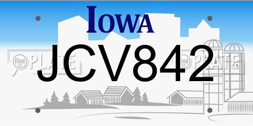 JCV842 Iowa License Plate