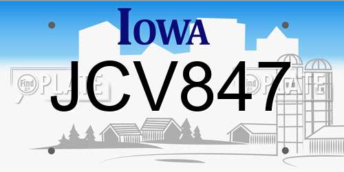JCV847 Iowa License Plate