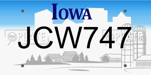 JCW747 Iowa License Plate