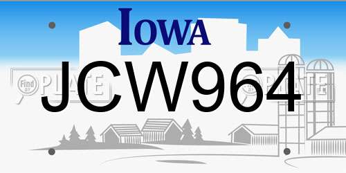 JCW964 Iowa License Plate