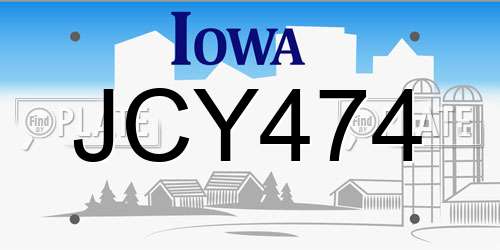 JCY474 Iowa License Plate
