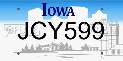 JCY599 Iowa License Plate