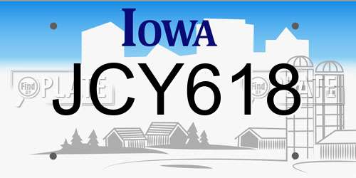 JCY618 Iowa License Plate