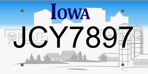 JCY7897 Iowa License Plate