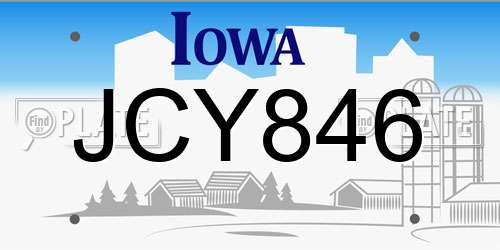 JCY846 Iowa License Plate