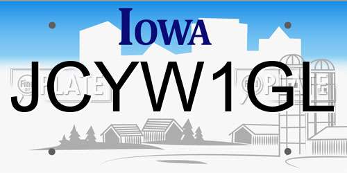 JCYW1GL Iowa License Plate