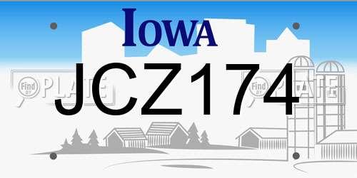JCZ174 Iowa License Plate