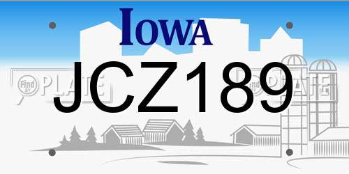 JCZ189 Iowa License Plate