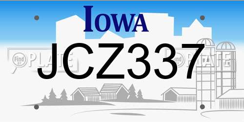 JCZ337 Iowa License Plate