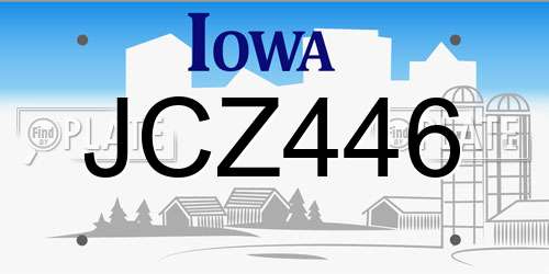 JCZ446 Iowa License Plate
