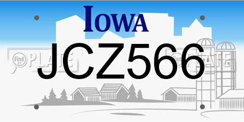 JCZ566 Iowa License Plate