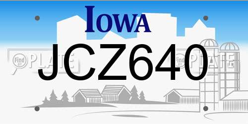 JCZ640 Iowa License Plate