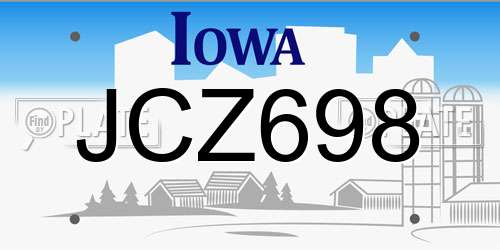 JCZ698 Iowa License Plate
