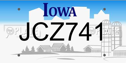 JCZ741 Iowa License Plate
